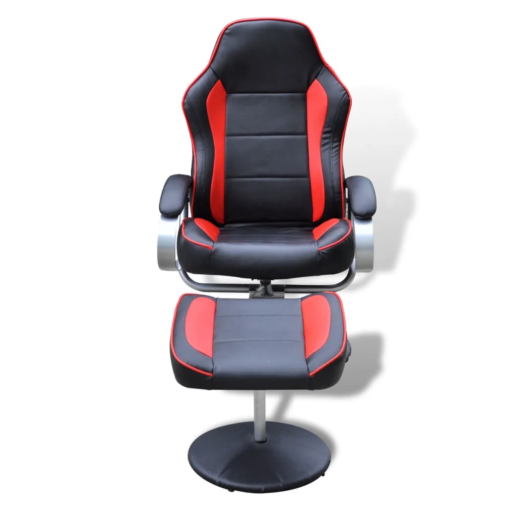 Sessel mit Fußhocker Schwarz/Rot Kunstleder