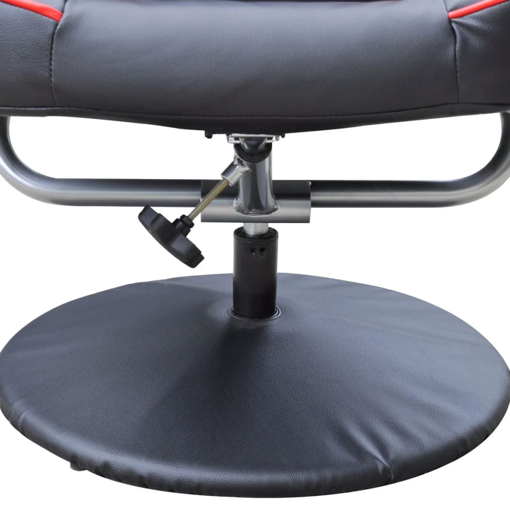 Sessel mit Fußhocker Schwarz/Rot Kunstleder