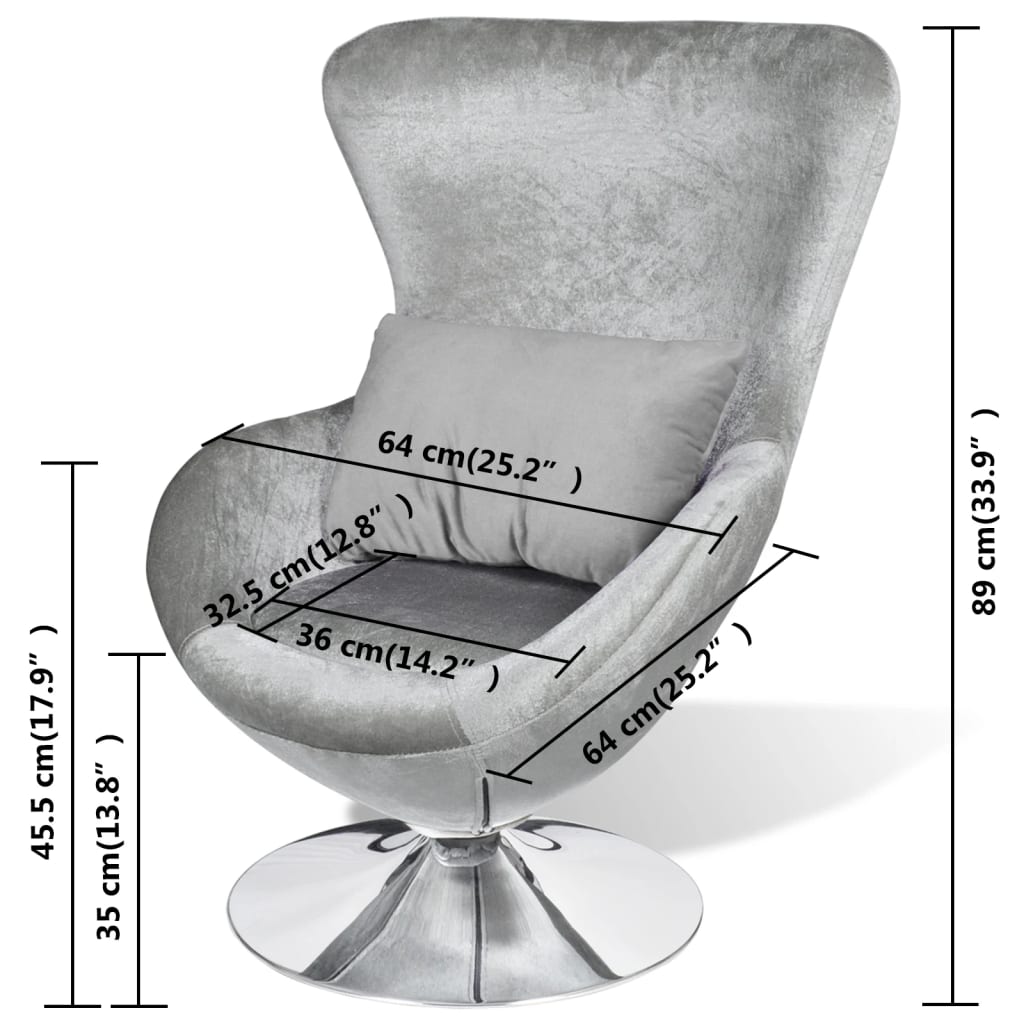 Sessel in Ei-Form Silbern