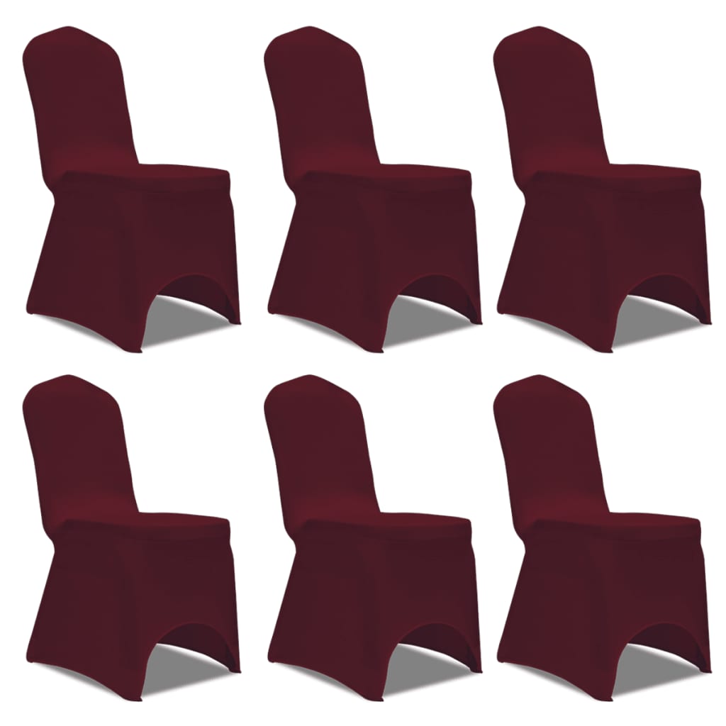 6 x housses de chaise extensibles bordeaux rouge
