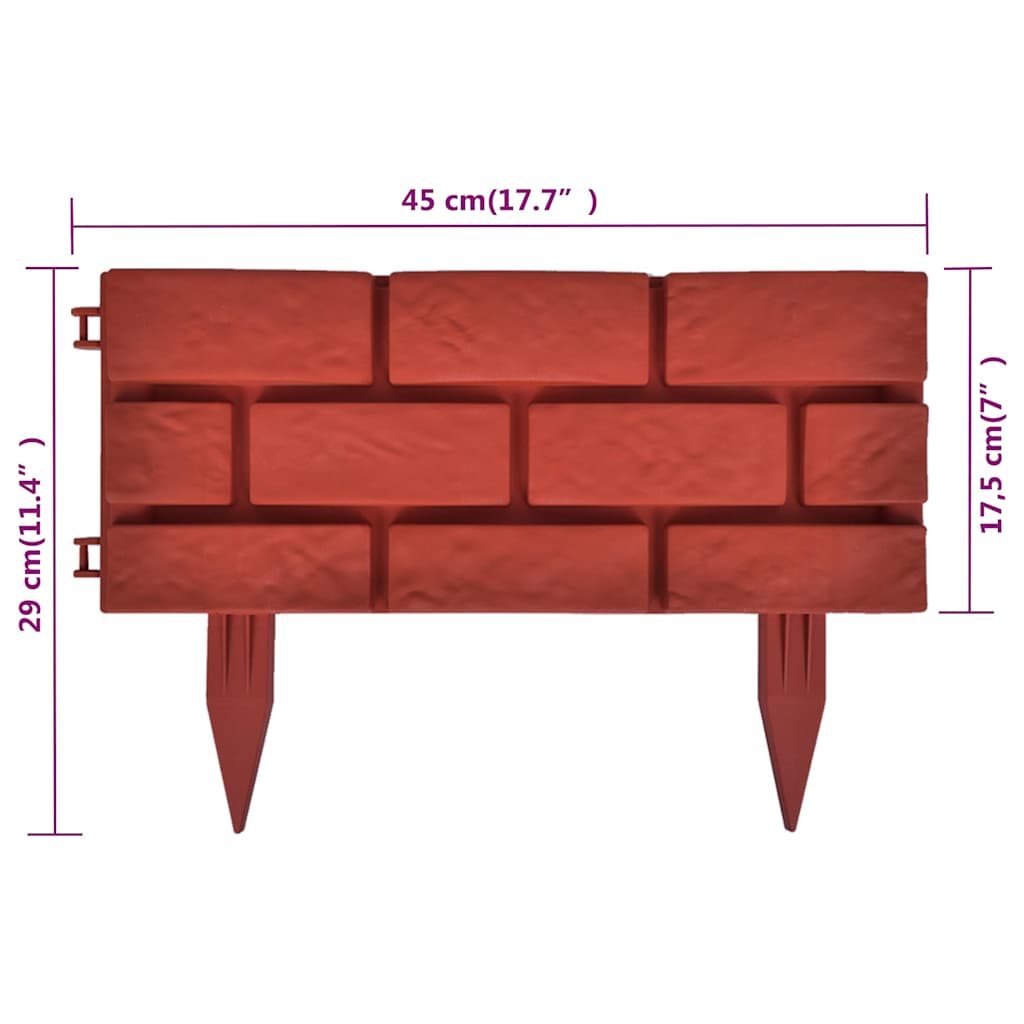 Rasenkanten 11 Stk. Backstein-Design