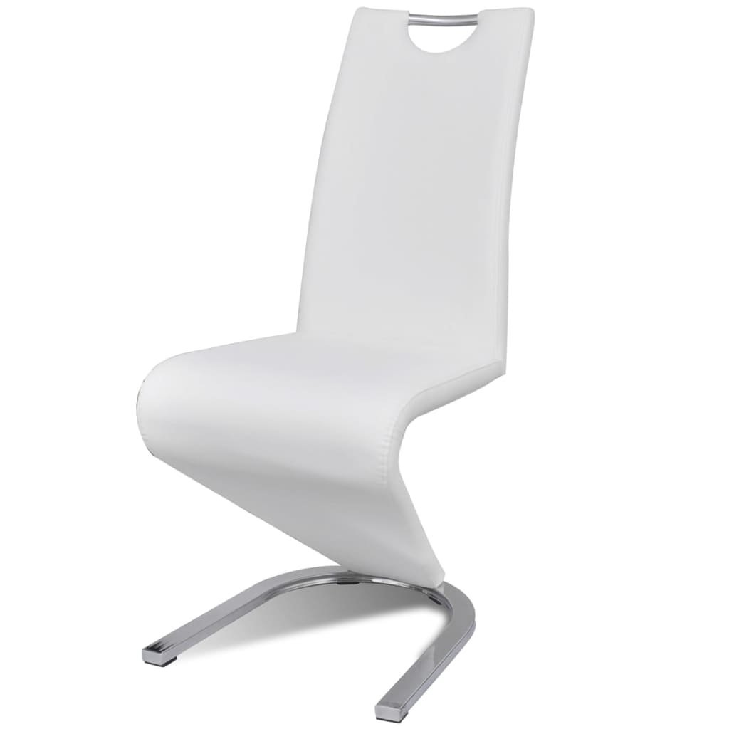 Esszimmerstühle 2 Stk. Weiß Kunstleder