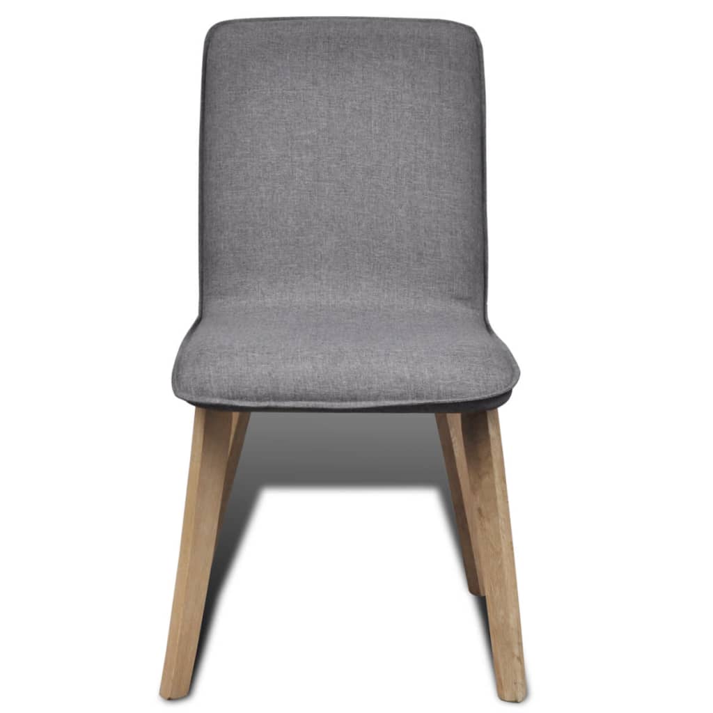 Chaises de salle à manger, 6 pièces, tissu gris clair et chêne massif