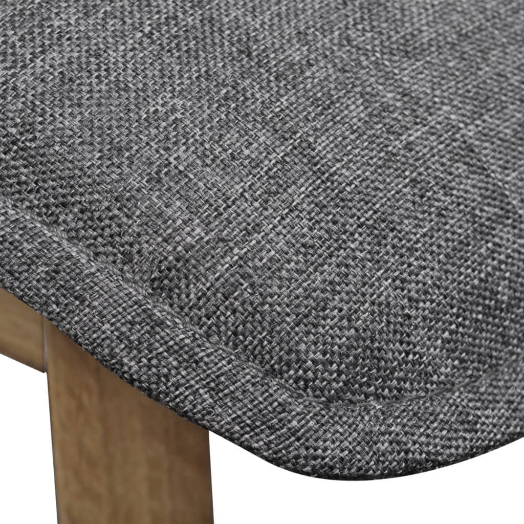 Chaises de salle à manger, 6 pièces, tissu gris clair et chêne massif