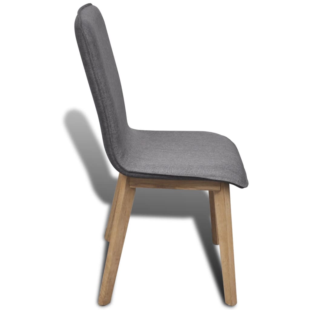 Chaises de salle à manger, 6 pièces, tissu gris clair et chêne massif