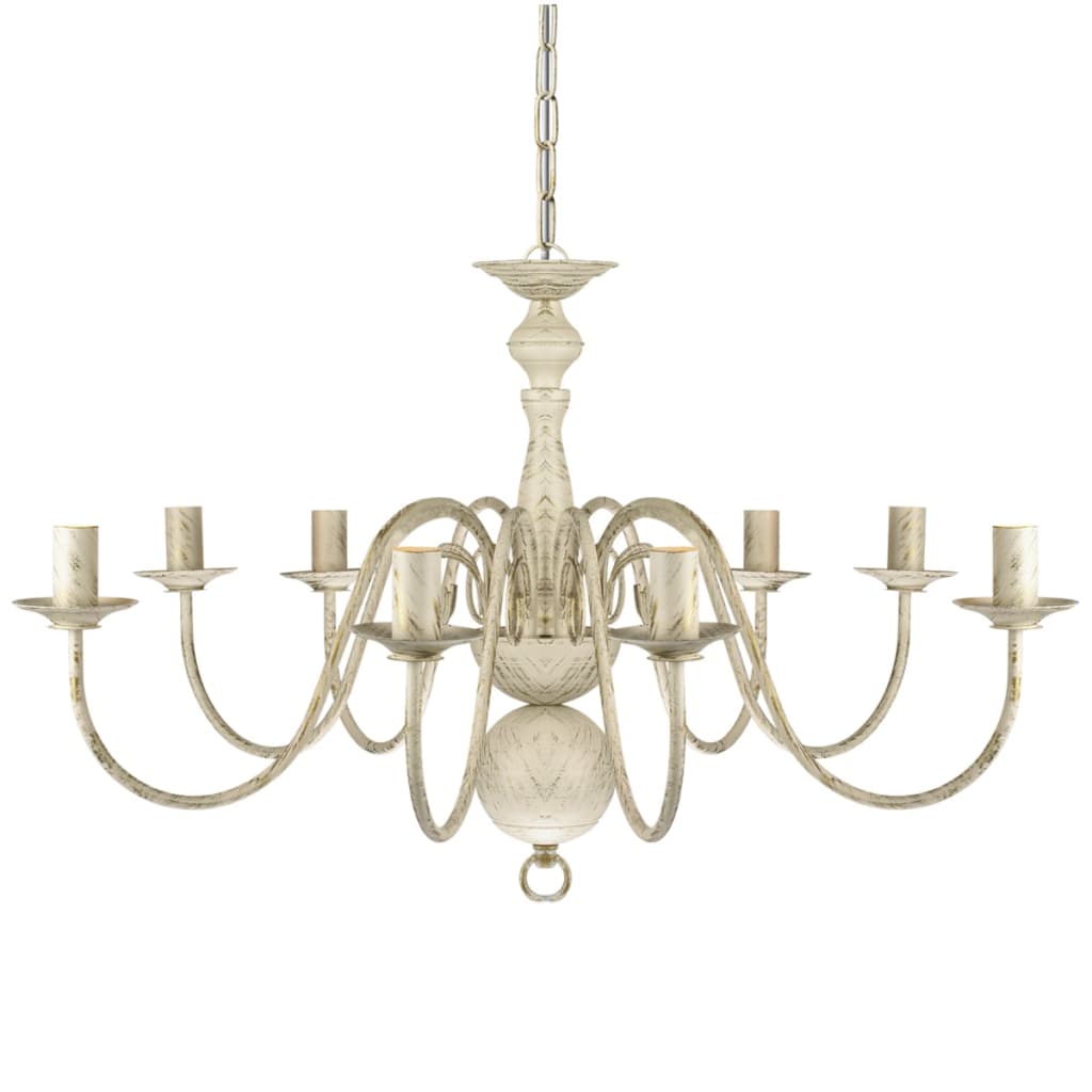 Lustre en métal blanc antique 8 ampoules E14