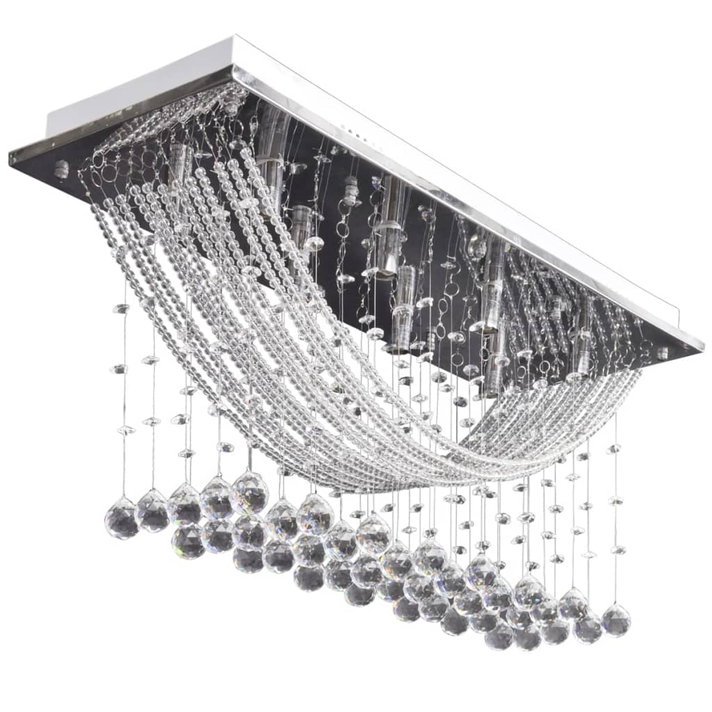 White ceiling lamp with sparkling glass beads 8 x G9 29 cm