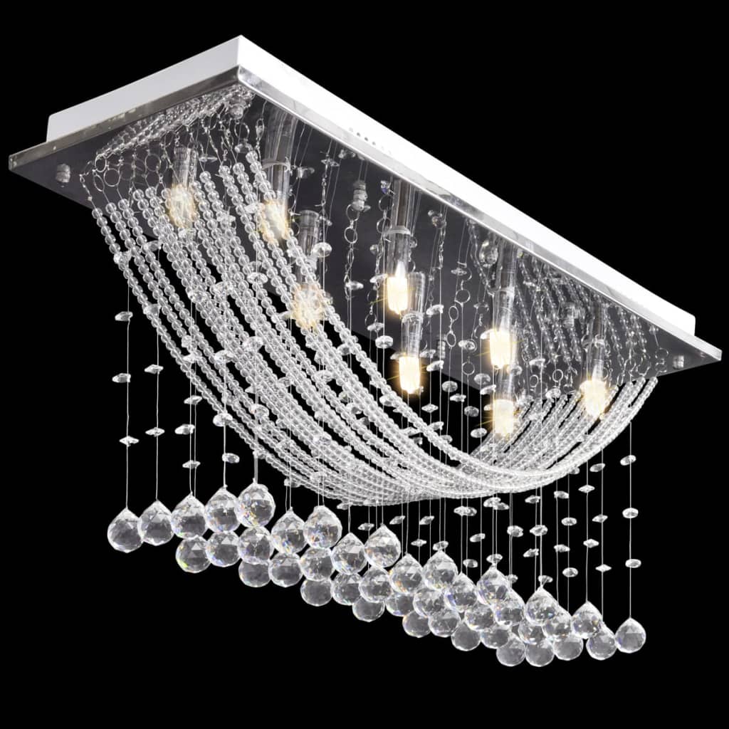 White ceiling lamp with sparkling glass beads 8 x G9 29 cm