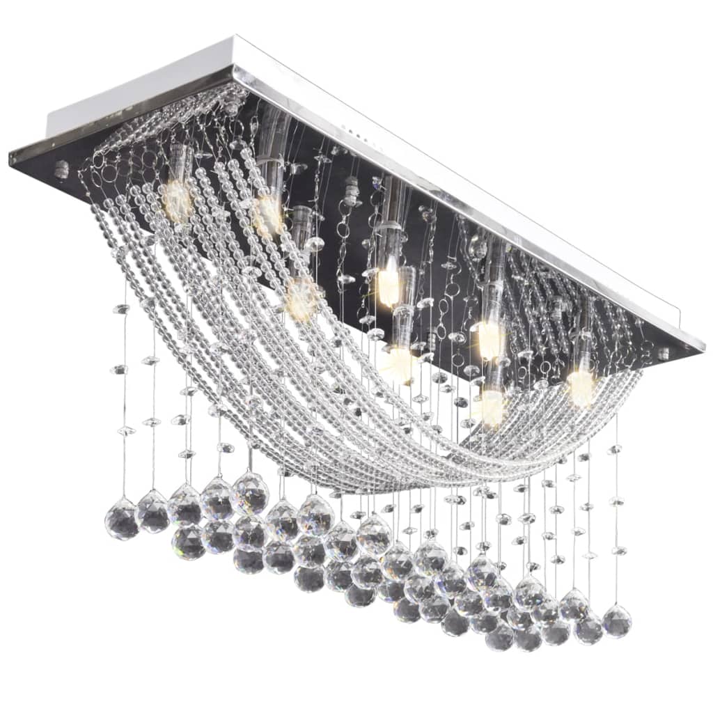 White ceiling lamp with sparkling glass beads 8 x G9 29 cm