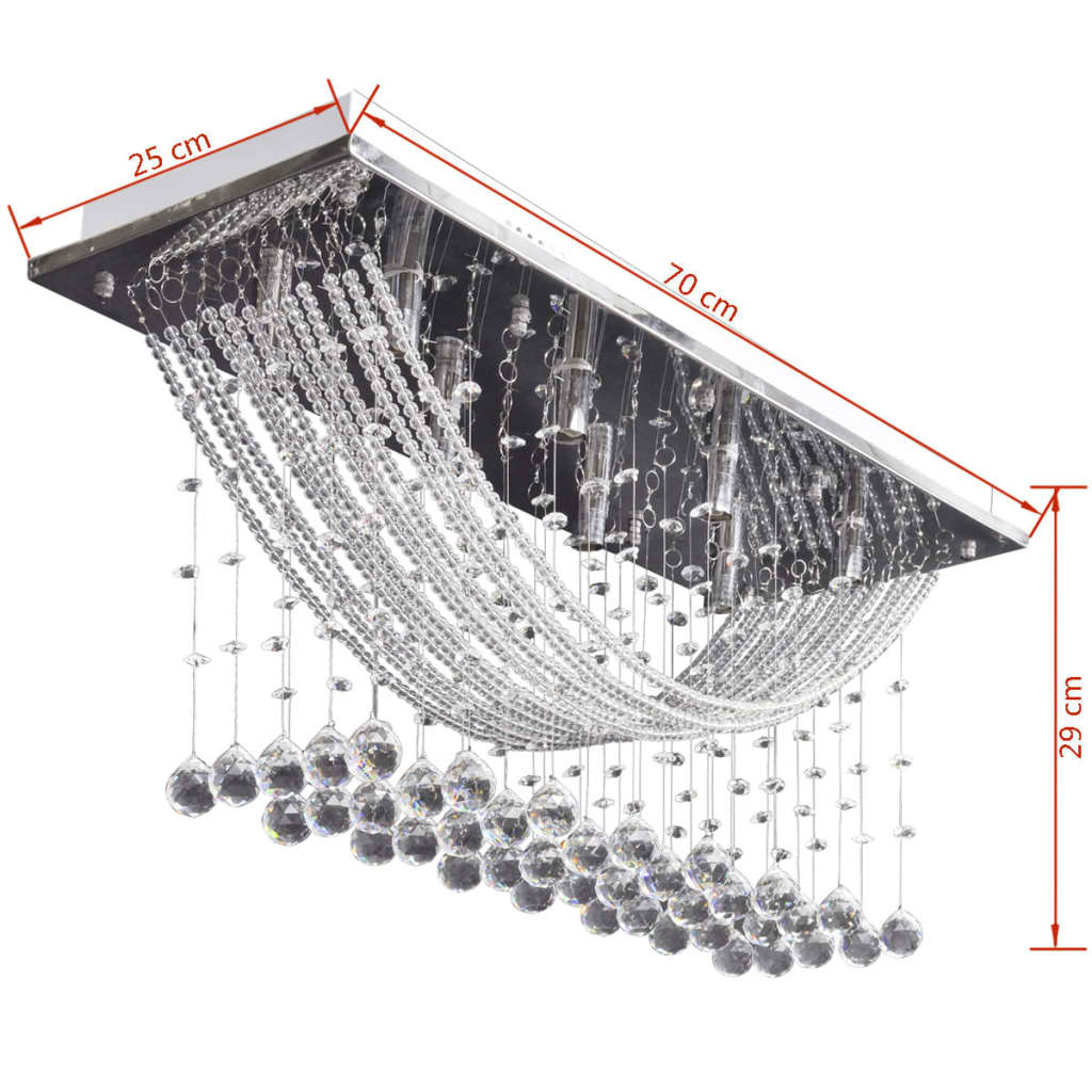 White ceiling lamp with sparkling glass beads 8 x G9 29 cm