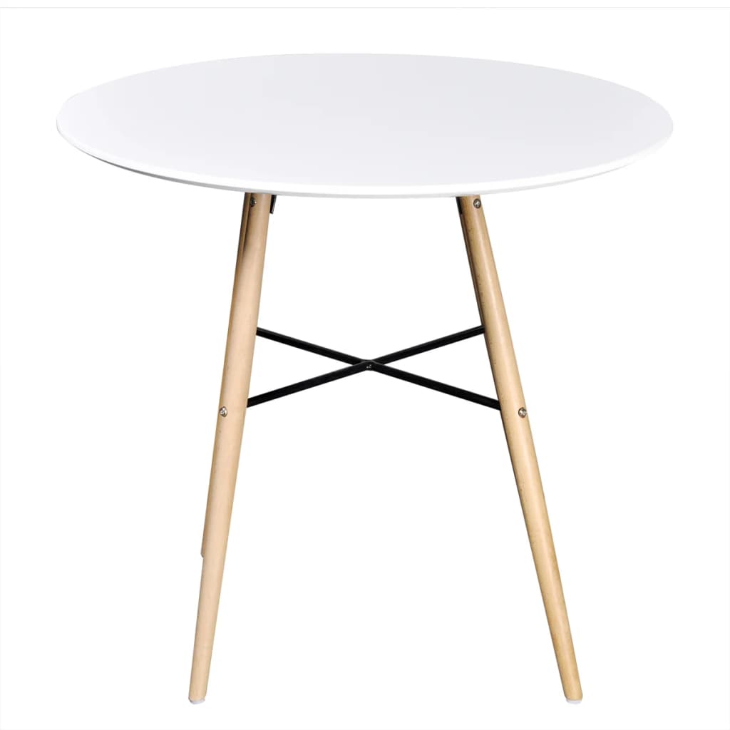 Table à manger ronde en MDF blanc