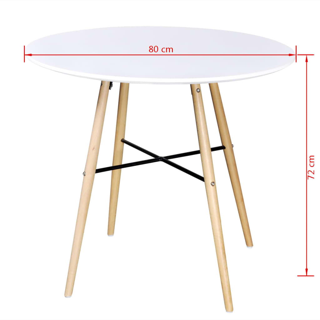 Table à manger ronde en MDF blanc