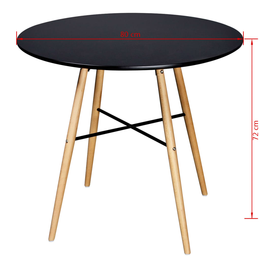 Table à manger ronde en MDF noir
