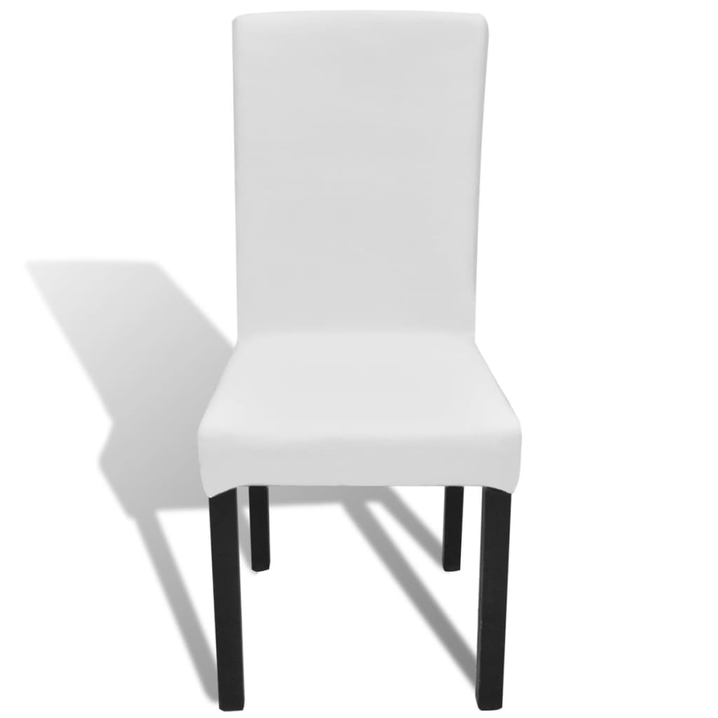 Lot de 6 housses de chaise droites et extensibles blanches