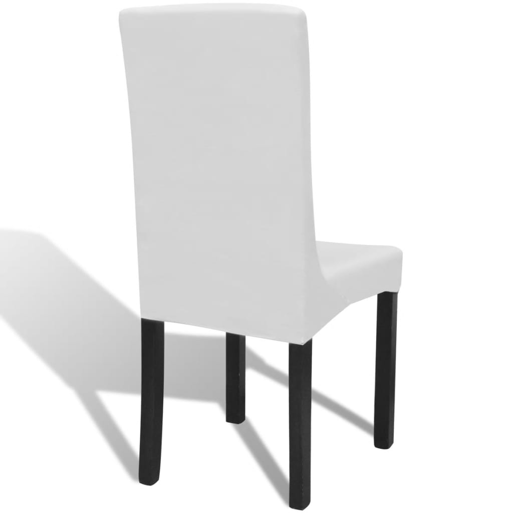 Lot de 6 housses de chaise droites et extensibles blanches