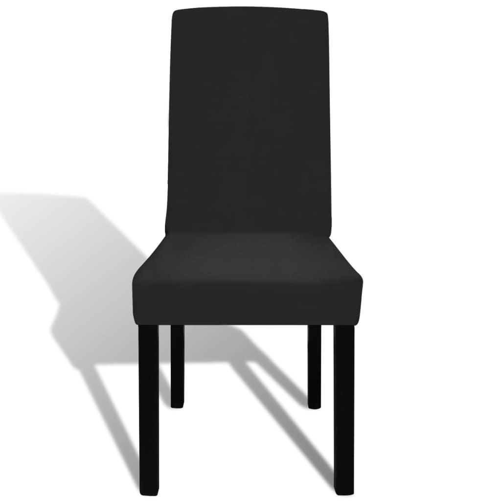 Lot de 6 housses de chaise droites extensibles noires