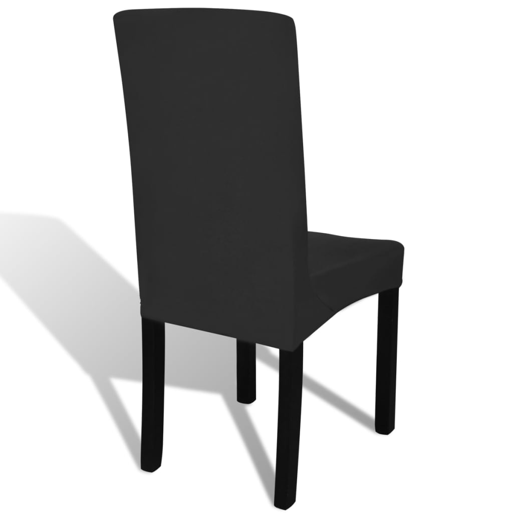Lot de 6 housses de chaise droites extensibles noires