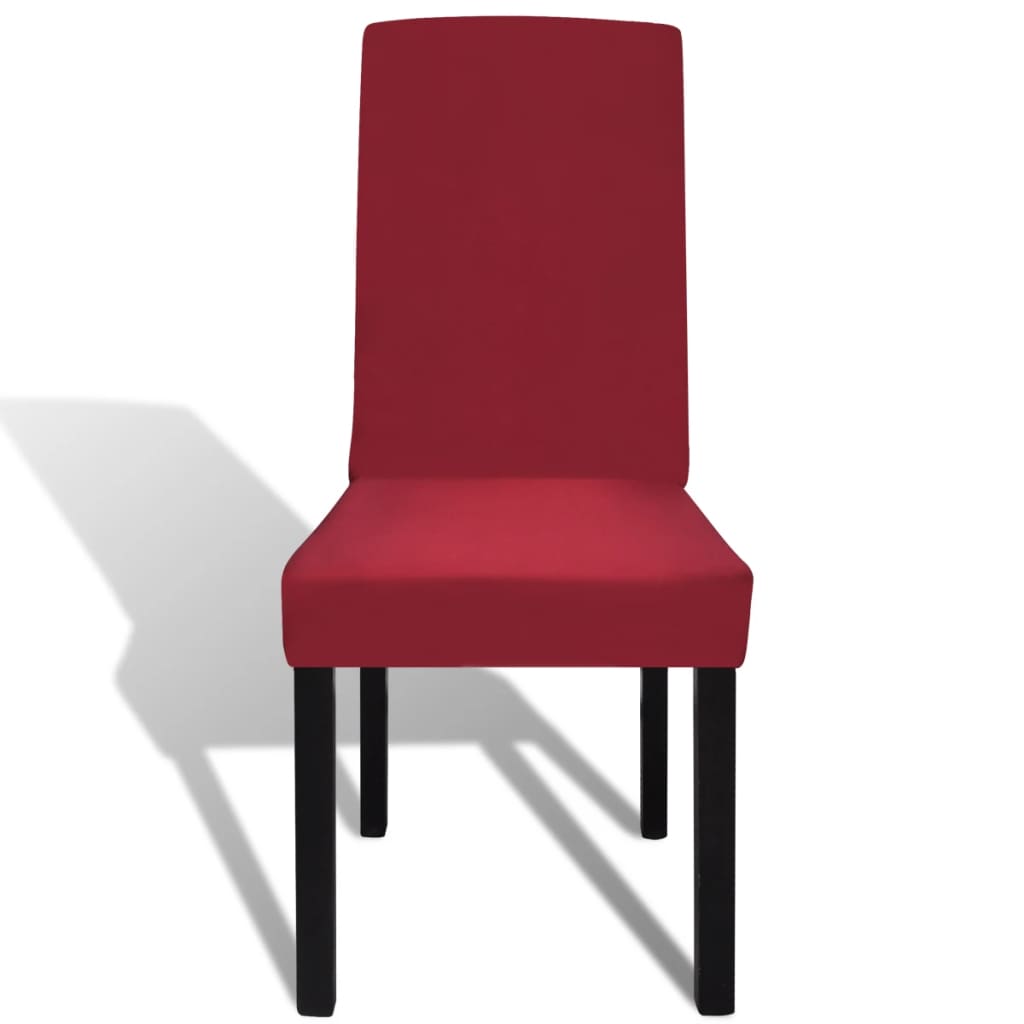 Lot de 6 housses de chaise droites et extensibles Bordeaux