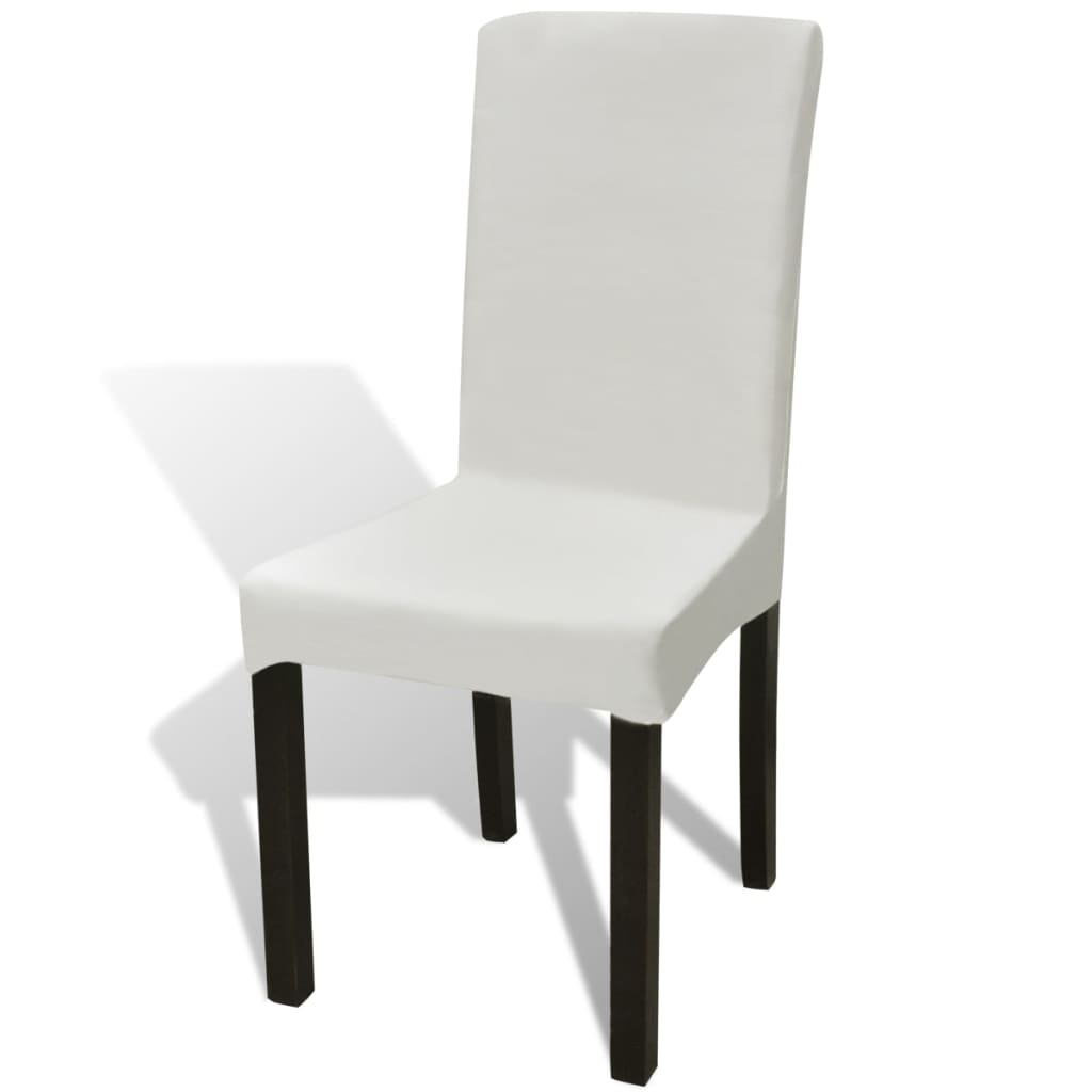 Lot de 6 housses de chaise droites extensibles couleur crème