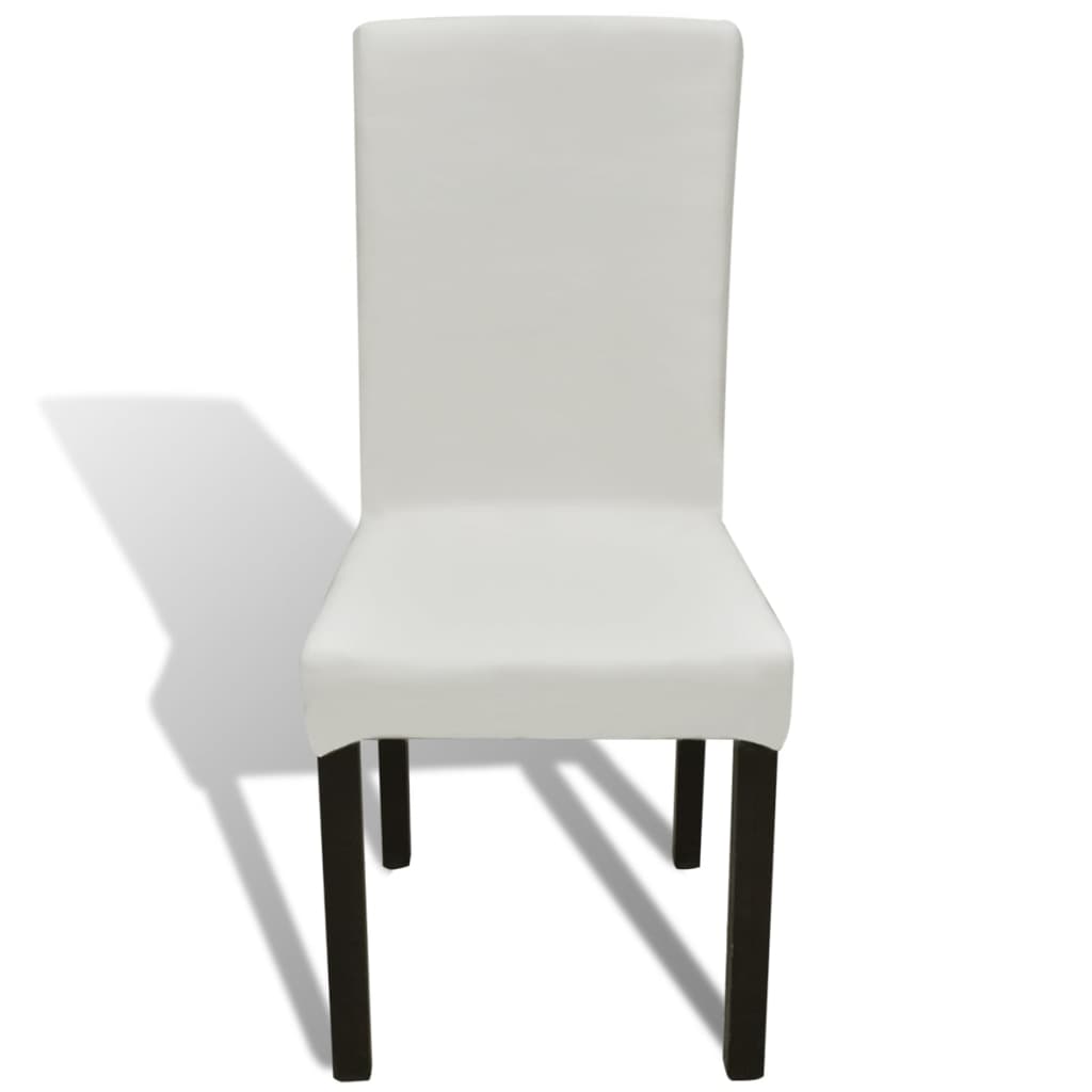 Lot de 6 housses de chaise droites extensibles couleur crème
