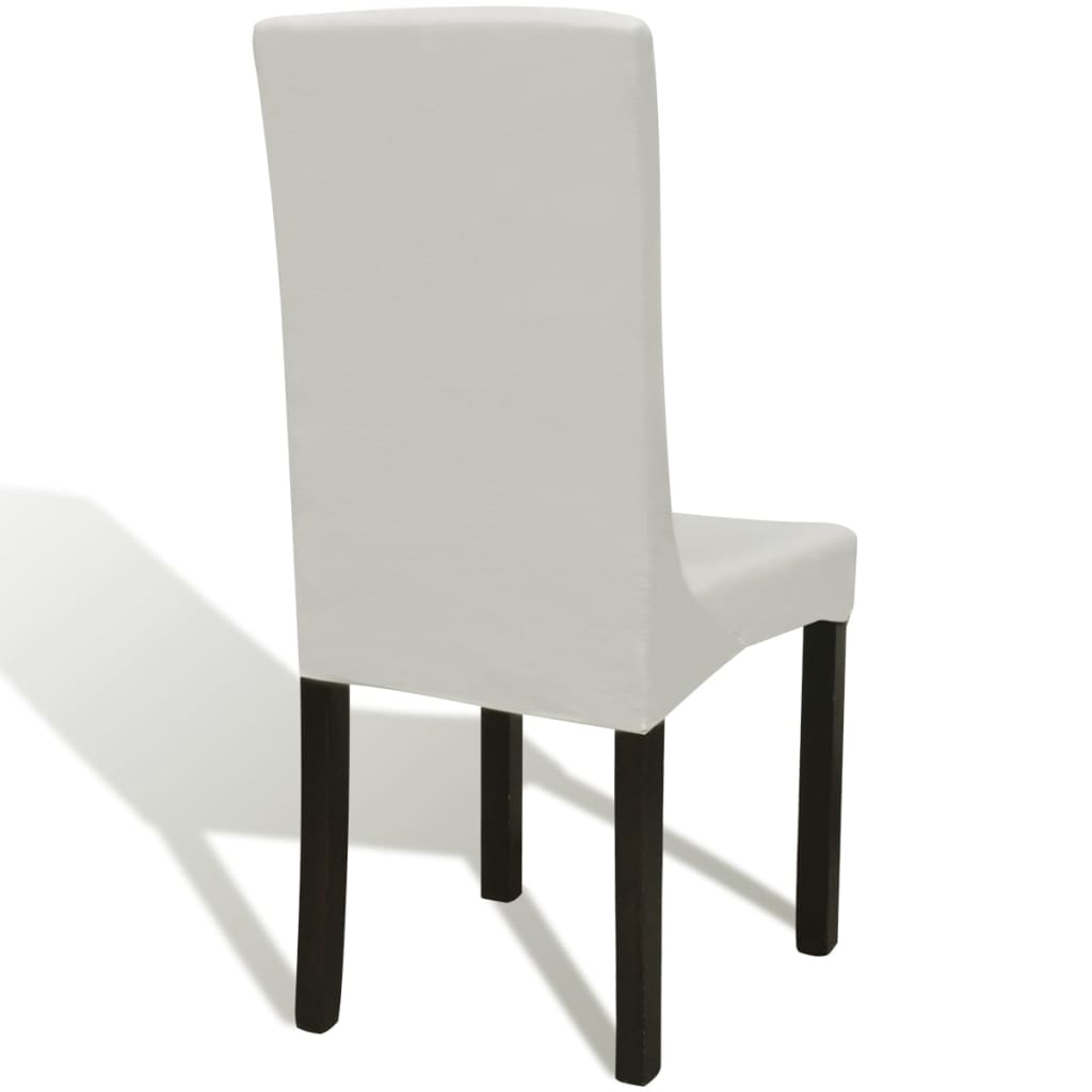 Lot de 6 housses de chaise droites extensibles couleur crème