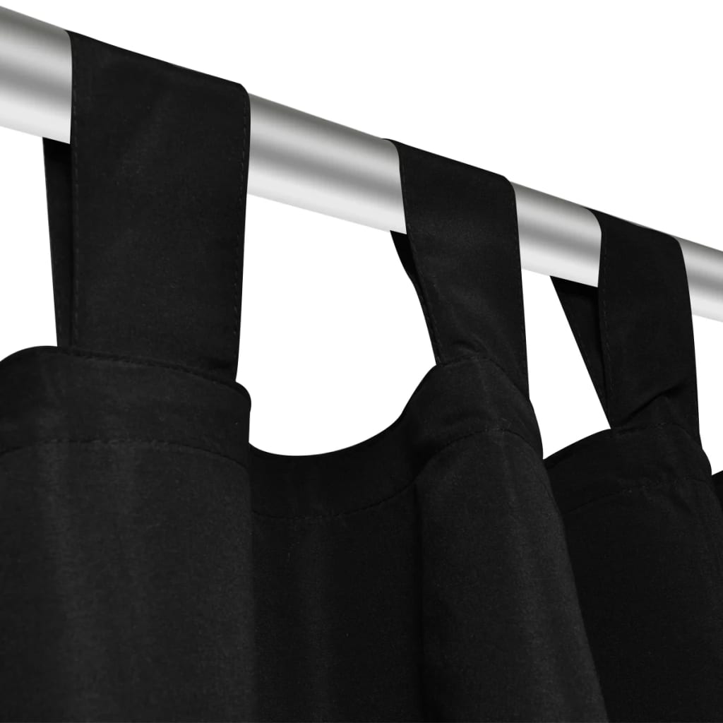 Vorhänge Gardinen aus Satin 2-teilig 140 x 225 cm Schwarz