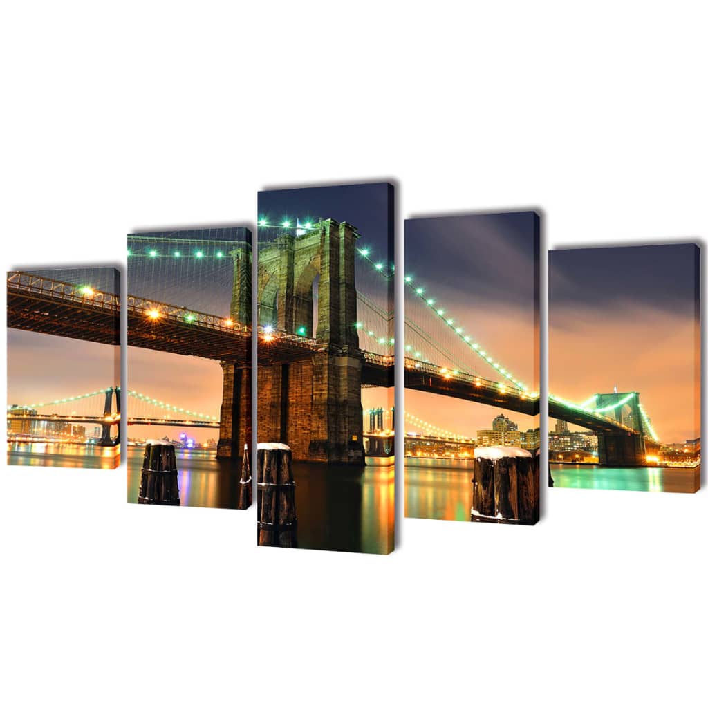 Picture decoration set Brooklyn Bridge 200 x 100 cm