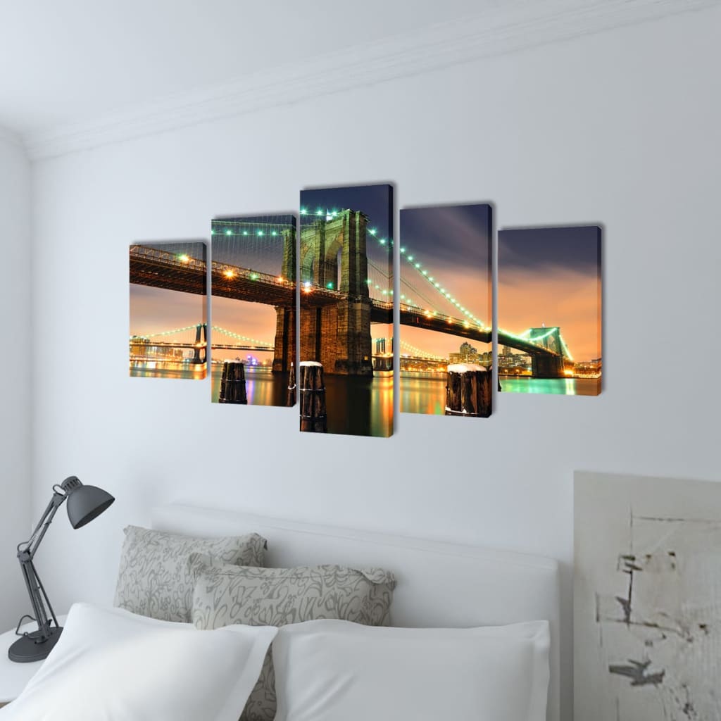 Picture decoration set Brooklyn Bridge 200 x 100 cm