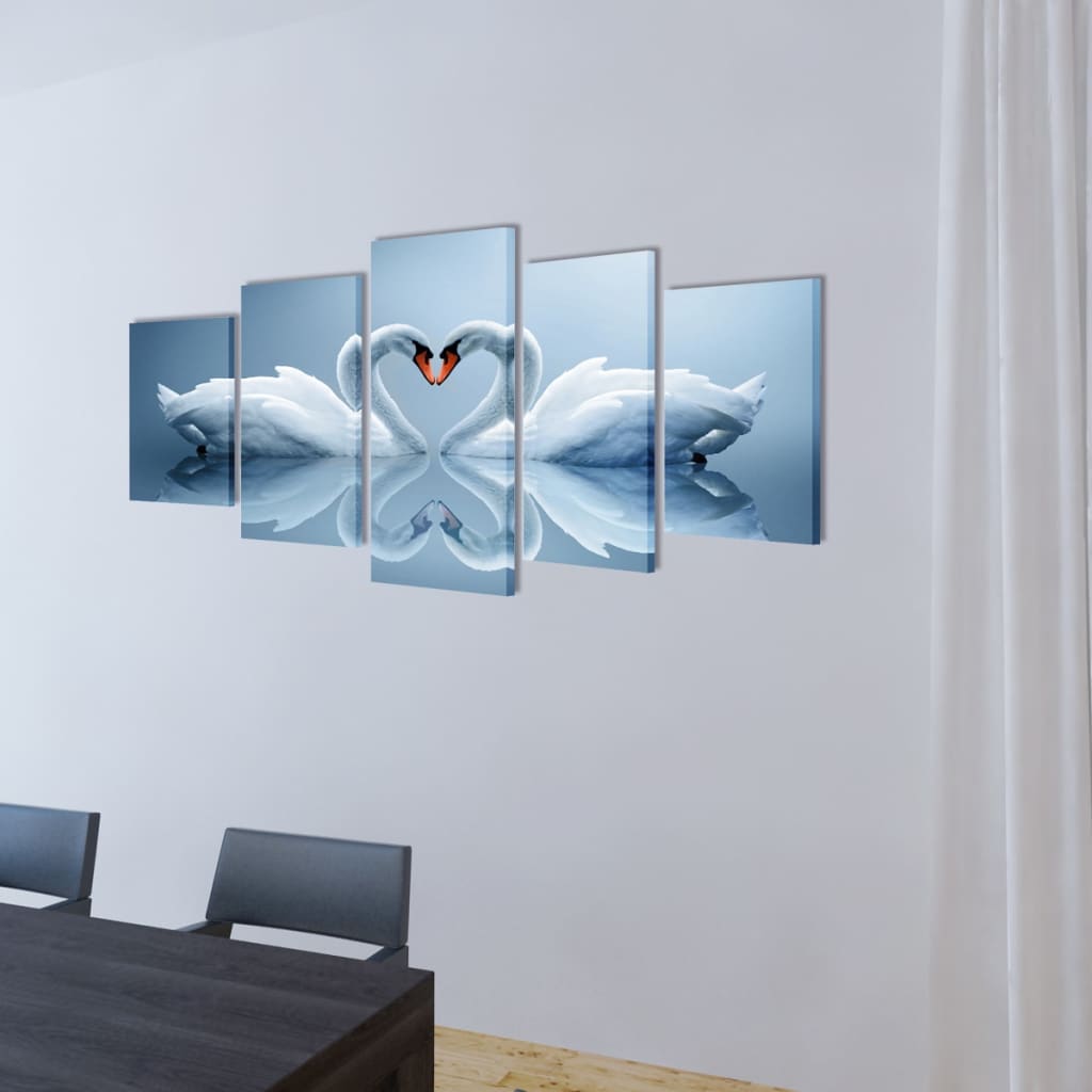 Bilder Dekoration Set Schwan 100 x 50 cm