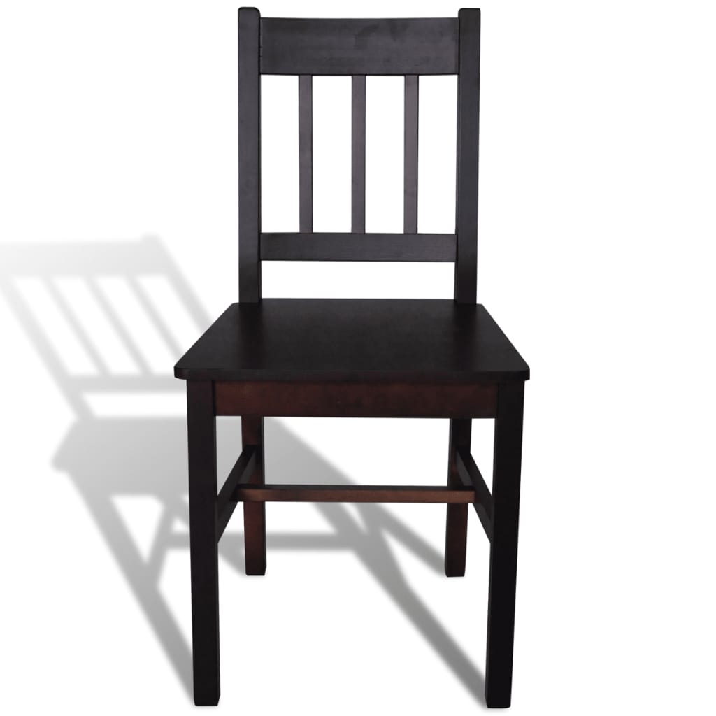 Dining chairs 2 pcs. Dark brown pinewood