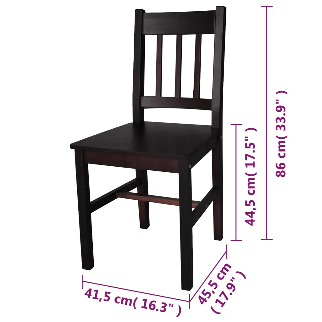 Dining chairs 2 pcs. Dark brown pinewood