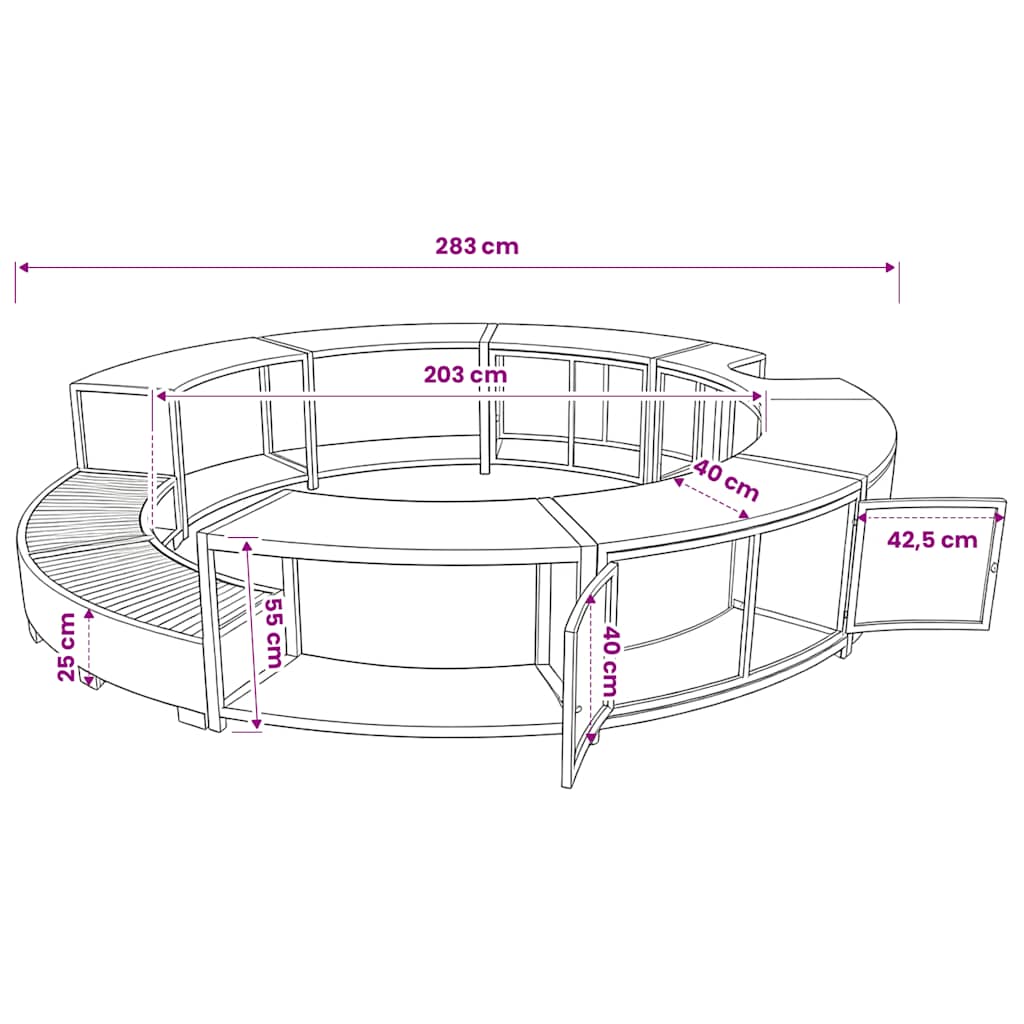 Whirlpool-Umrandung Schwarz Poly-Rattan