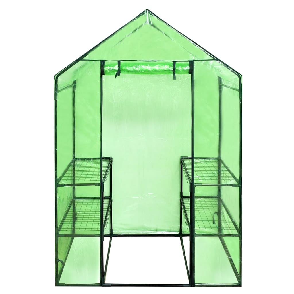 Walk-in greenhouse with 4 shelves