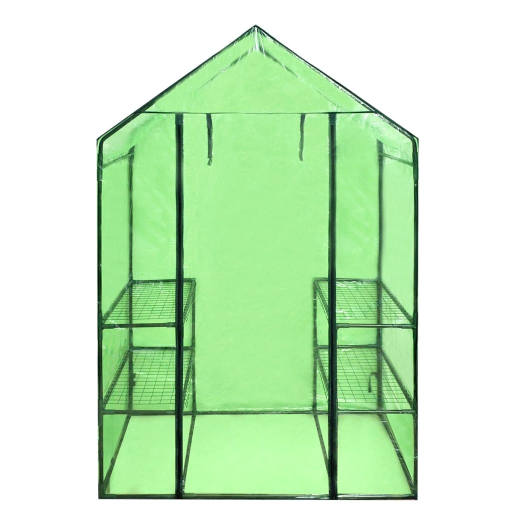 Walk-in greenhouse with 4 shelves