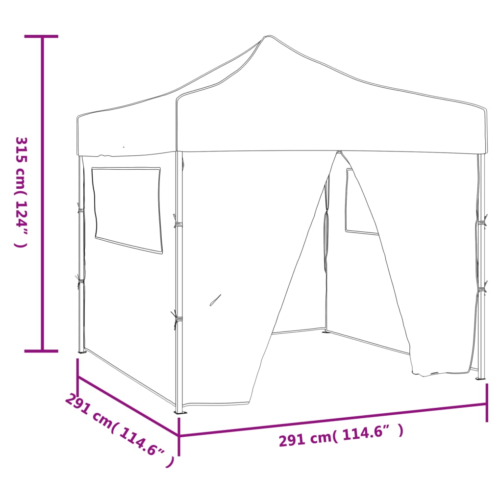 Folding tent with 4 walls 3 x 3 m cream white