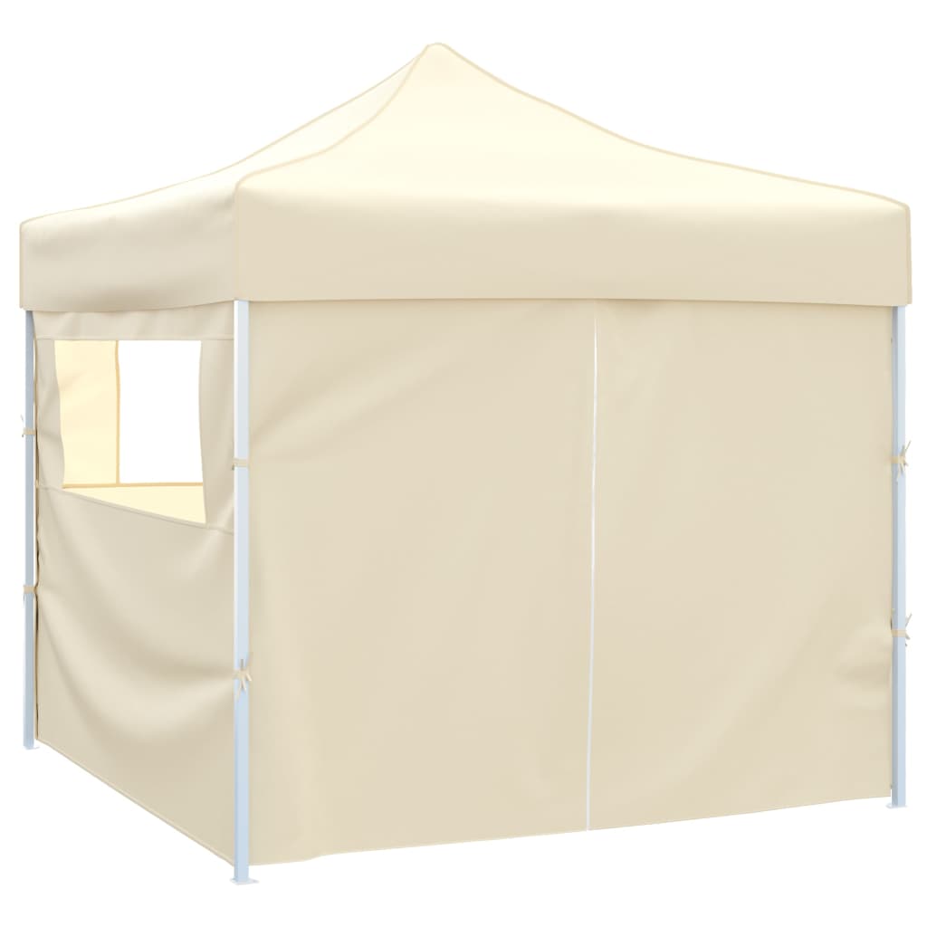 Folding tent with 4 walls 3 x 3 m cream white