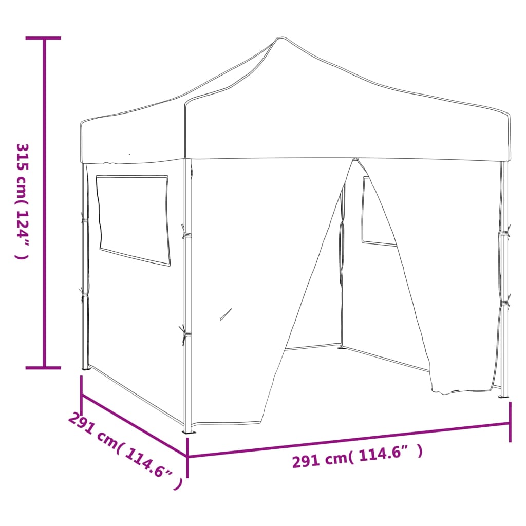 Folding tent with 4 walls 3 x 3 m green