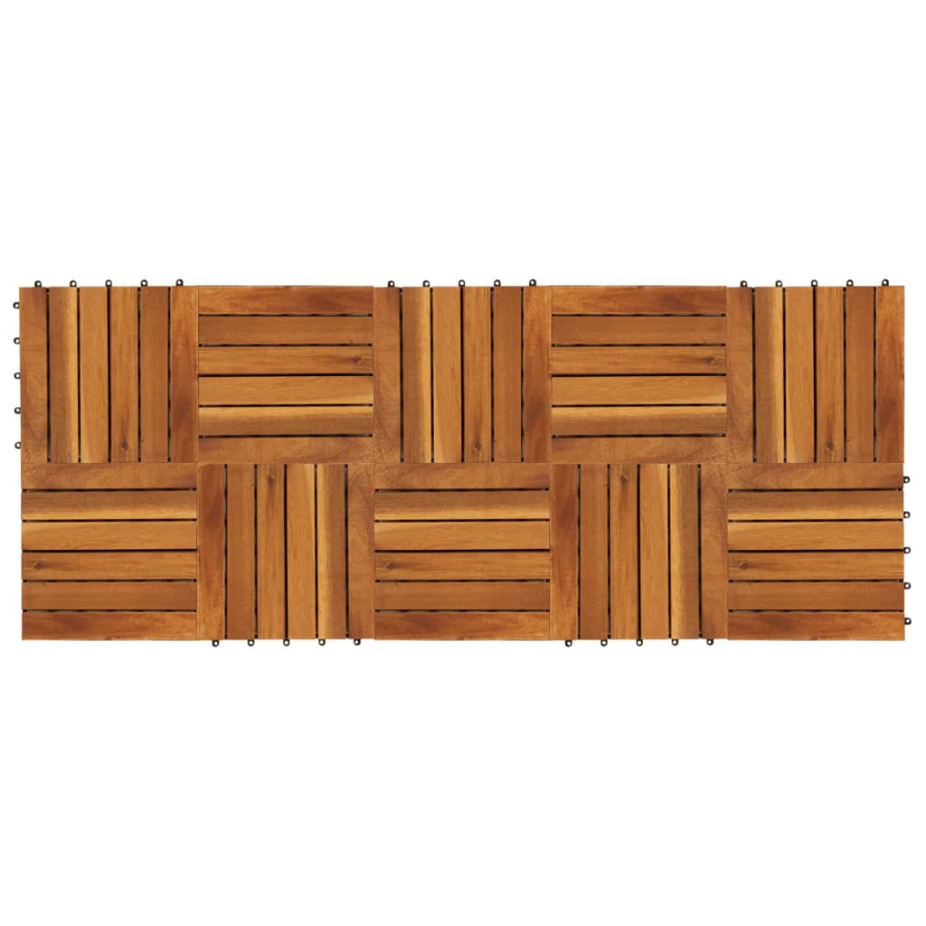 10 x carrelage en bois d'acacia 30 x 30 cm motif vertical