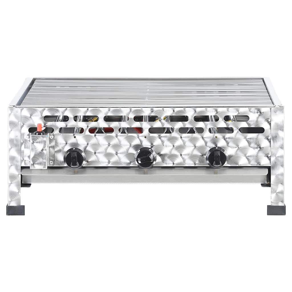 Gastro-Gasgrill 3 Flammen Edelstahl Silbern