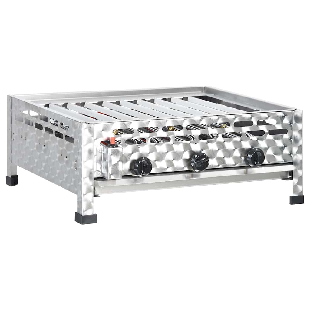 Gastro-Gasgrill 3 Flammen Edelstahl Silbern