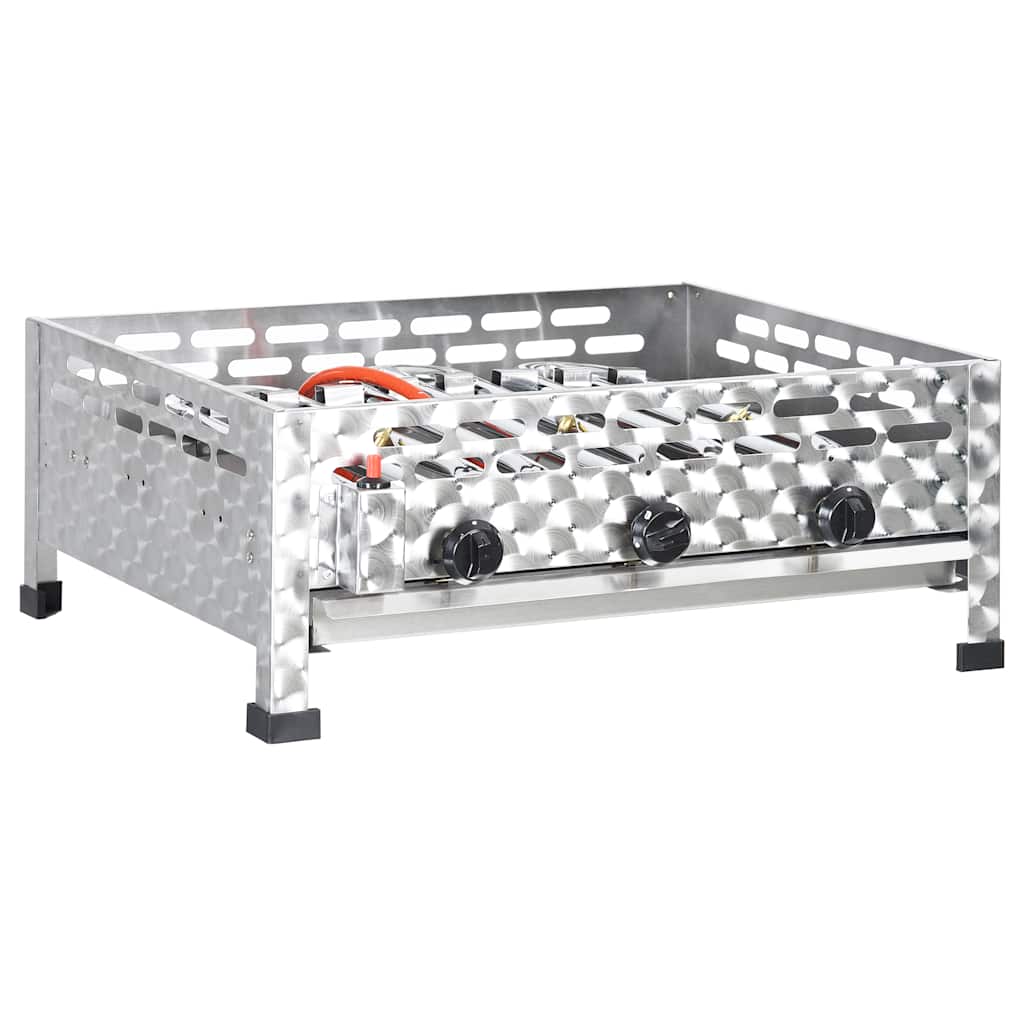 Gastro-Gasgrill 3 Flammen Edelstahl Silbern
