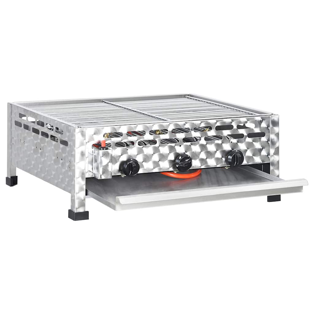 Gastro-Gasgrill 3 Flammen Edelstahl Silbern