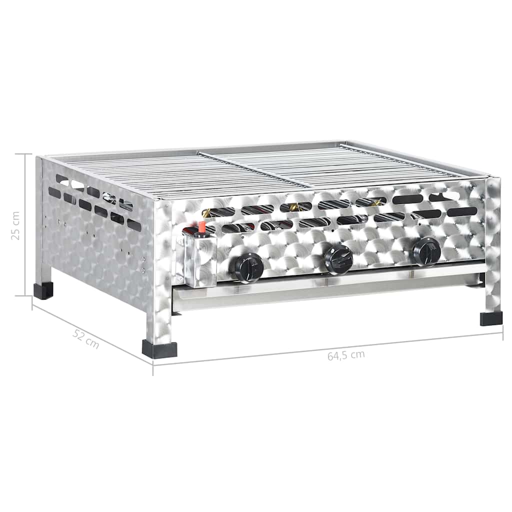 Gastro-Gasgrill 3 Flammen Edelstahl Silbern