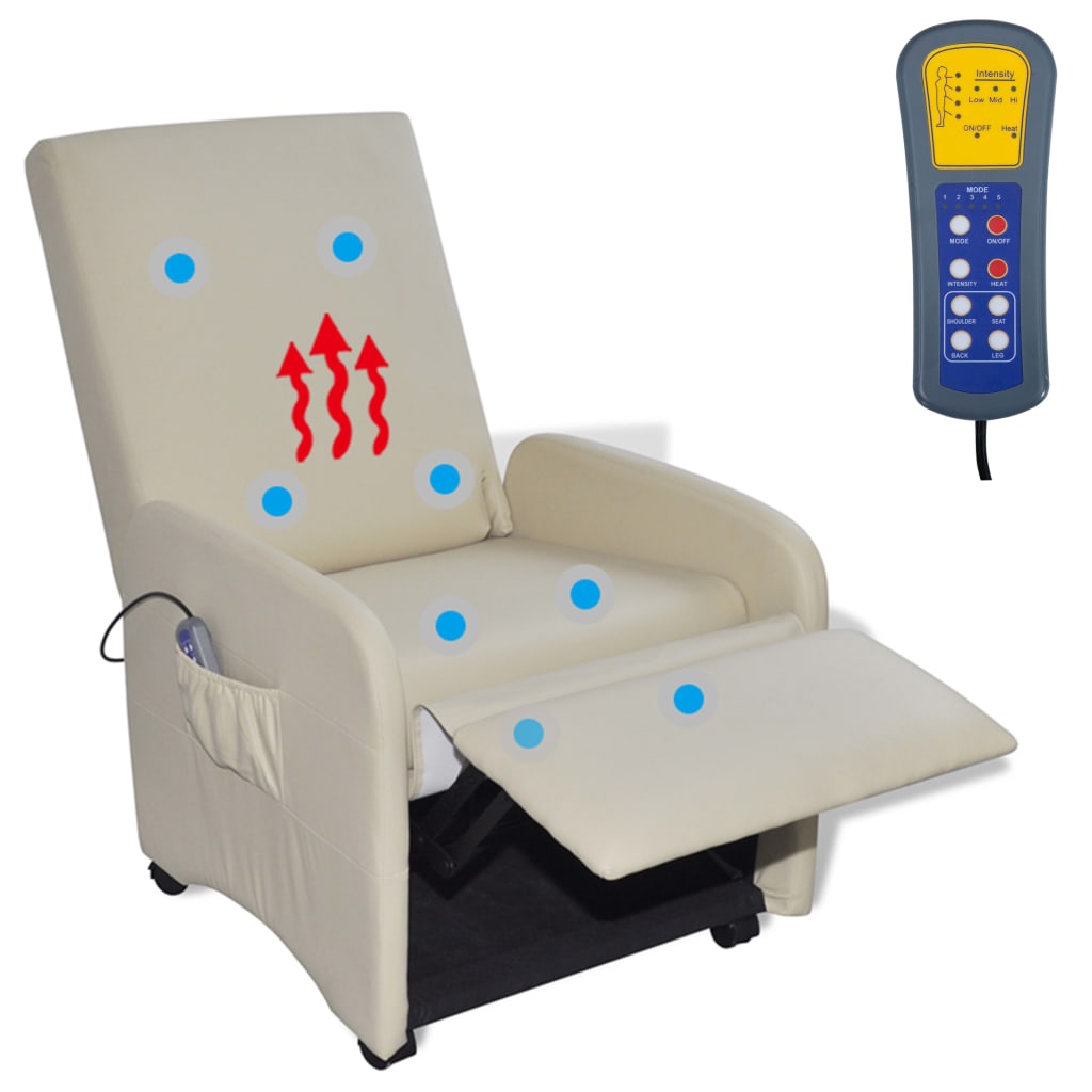 Massagesessel Creme Kunstleder