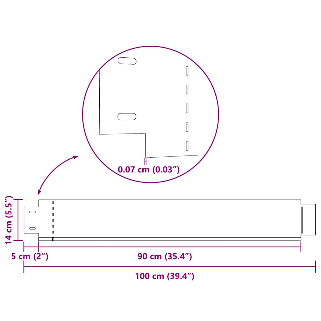 Flexible Rasenkante 20-er Set Verzinkter Stahl 100x14 cm