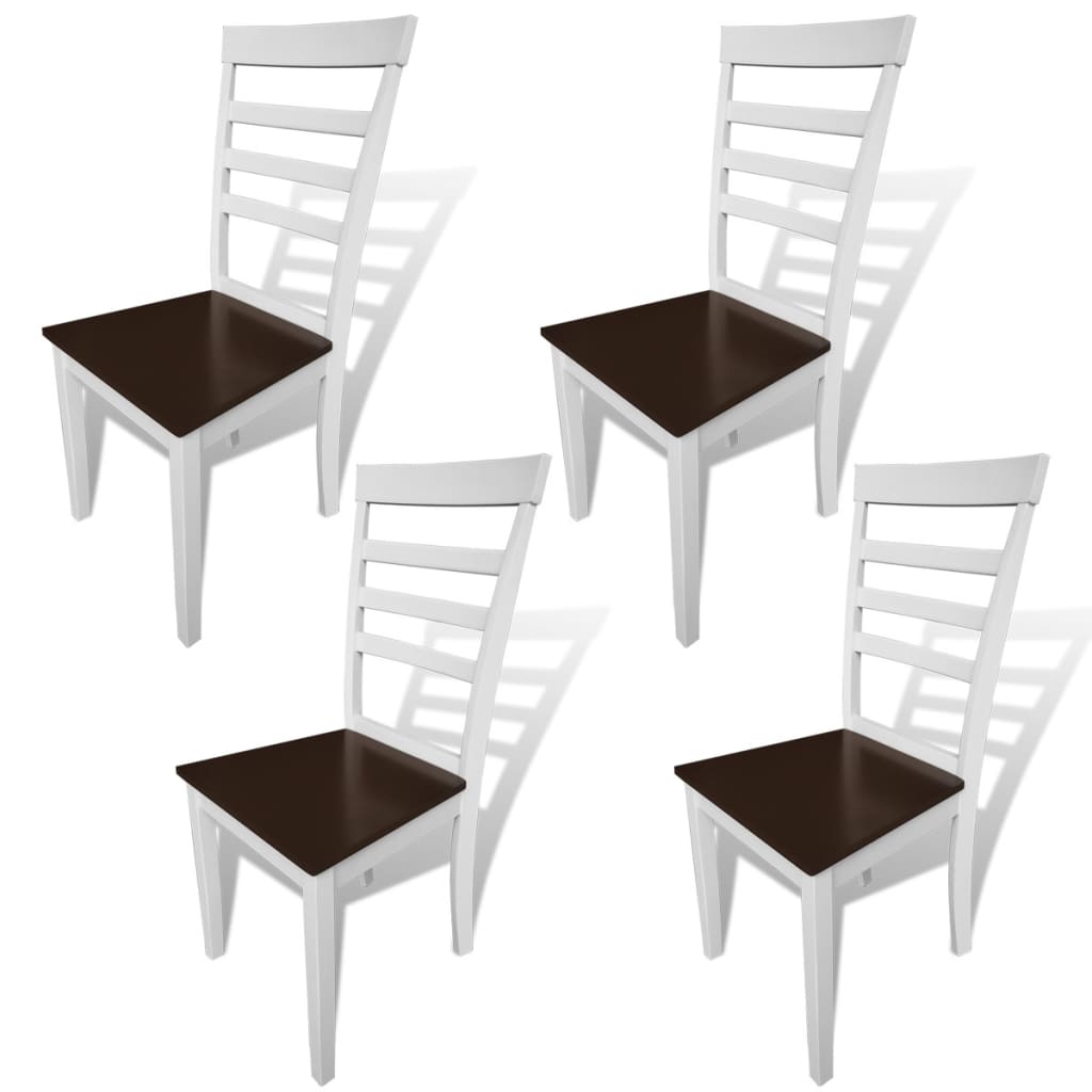 Esszimmerstühle 4 Stk. Weiß und Braun Massivholz und MDF