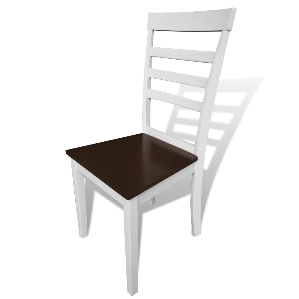 Esszimmerstühle 4 Stk. Weiß und Braun Massivholz und MDF