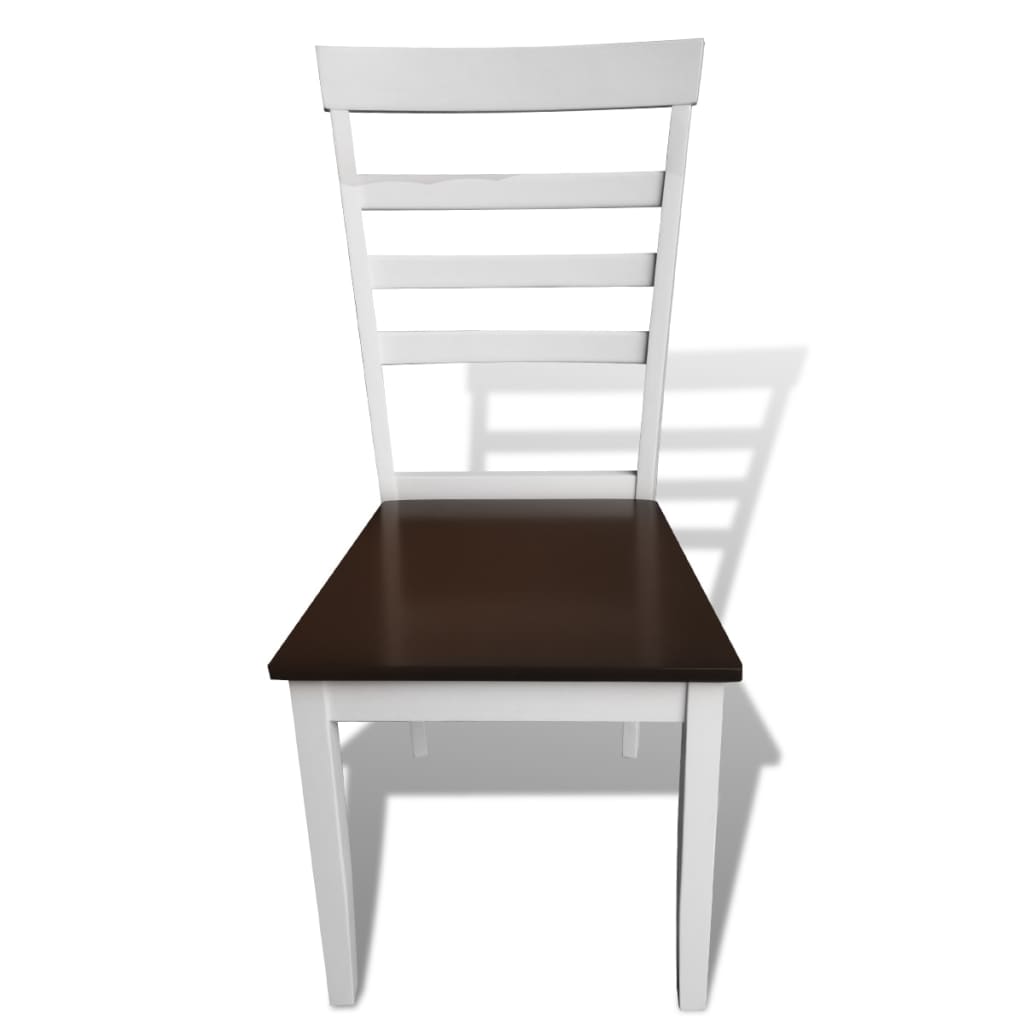 Esszimmerstühle 4 Stk. Weiß und Braun Massivholz und MDF