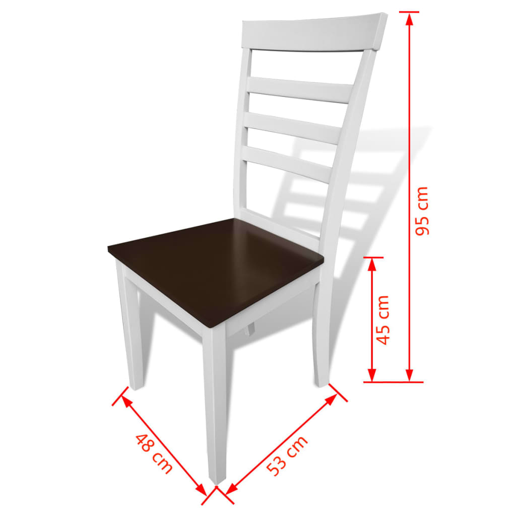 Esszimmerstühle 4 Stk. Weiß und Braun Massivholz und MDF