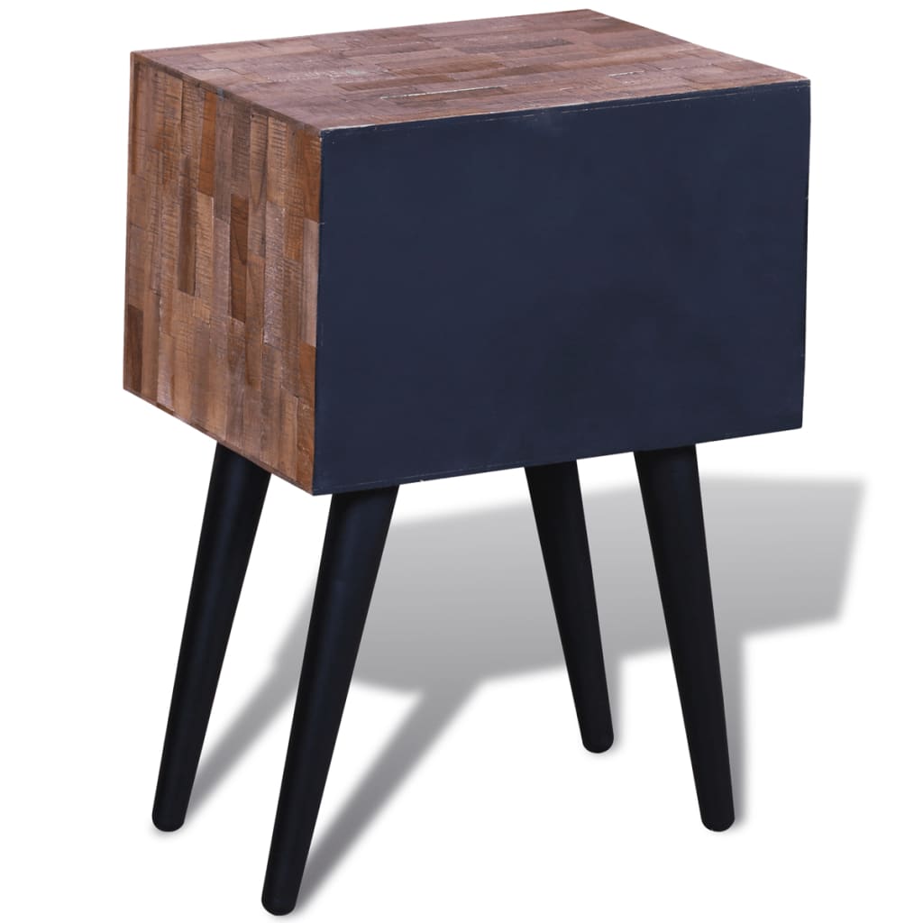 Bedside table with 2 drawers reclaimed teak